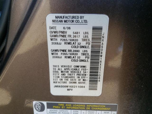 Photo 10 from auction – 2006 INFINITI FX35 with VIN JNRAS08W16X211084
