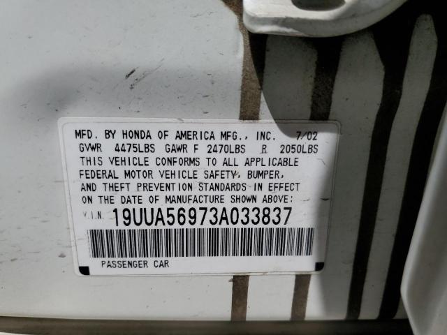 Photo 10 from auction – 2003 ACURA 3.2TL TYPE with VIN 19UUA56973A033837