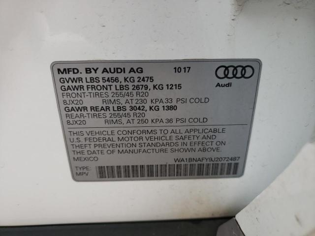 Photo 10 from auction – 2018 AUDI Q5 PREMIUM with VIN WA1BNAFY9J2072487