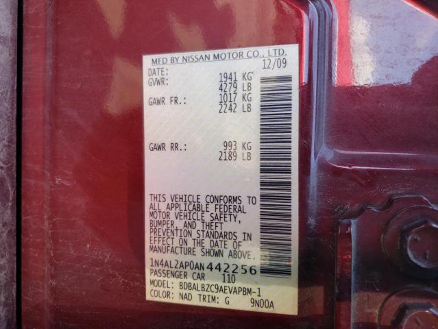 Photo 10 from auction – 2010 NISSAN ALTIMA BAS with VIN 1N4AL2AP0AN442256