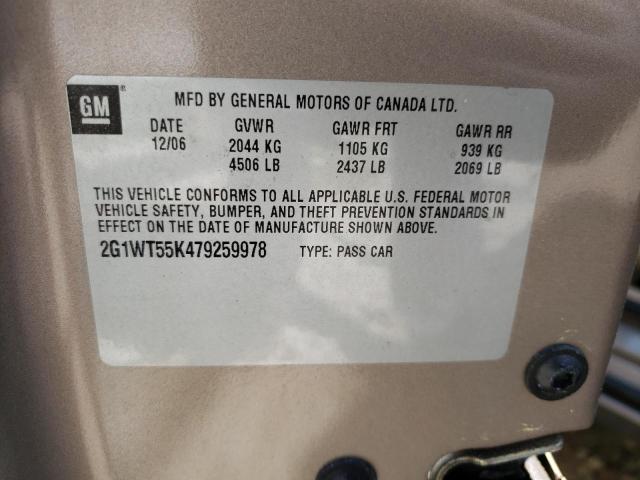 Photo 10 from auction – 2007 CHEVROLET IMPALA LT with VIN 2G1WT55K479259978