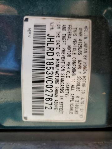 Photo 10 from auction – 1997 HONDA CR-V LX with VIN JHLRD1853VC027672