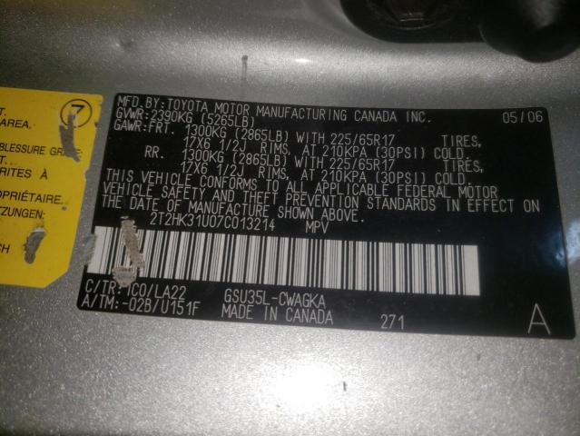 Photo 10 from auction – 2007 LEXUS RX 350 with VIN 2T2HK31U07C013214