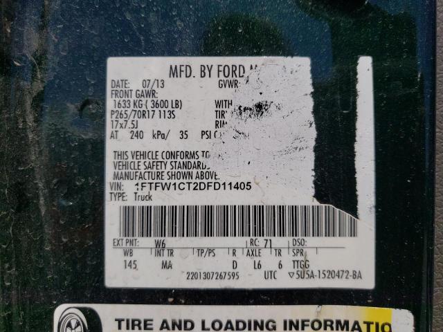 Photo 10 from auction – 2013 FORD F150 SUPER with VIN 1FTFW1CT2DFD11405