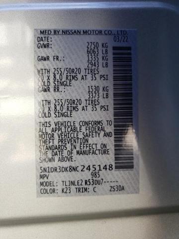 Photo 10 from auction – 2022 NISSAN PATHFINDER with VIN 5N1DR3DK8NC245148