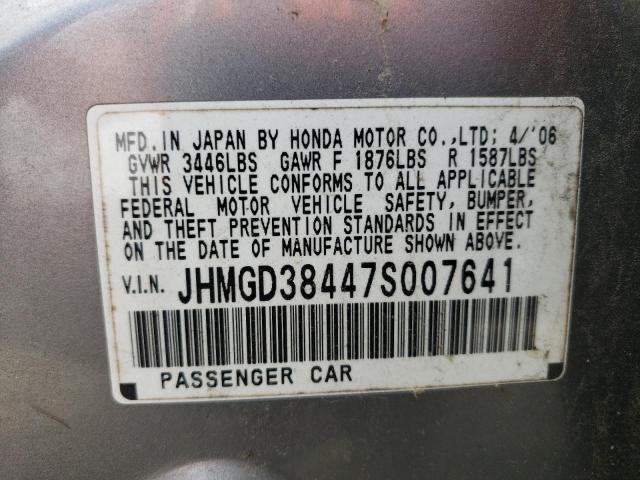 Photo 10 from auction – 2007 HONDA FIT with VIN JHMGD38447S007641