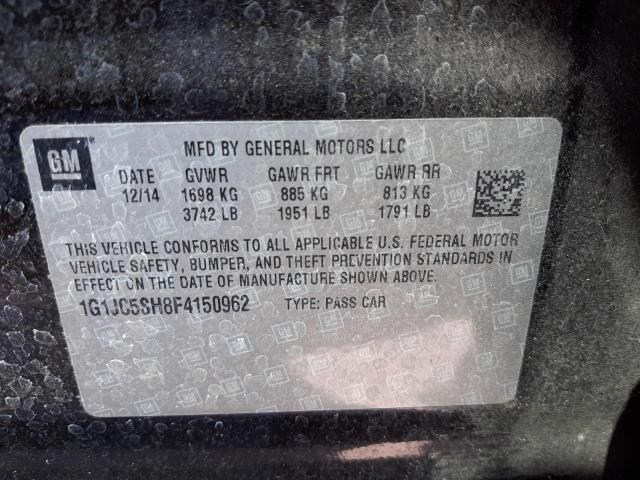 Photo 10 from auction – 2015 CHEVROLET SONIC LT with VIN 1G1JC5SH8F4150962