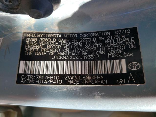 Photo 10 from auction – 2012 TOYOTA PRIUS with VIN JTDKN3DU3C5493513