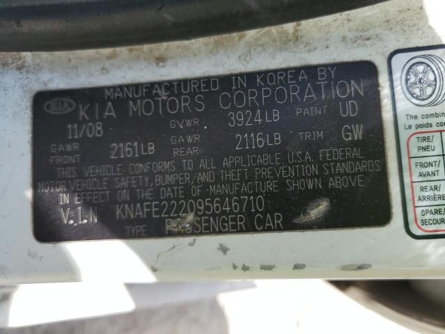 Photo 10 from auction – 2009 KIA SPECTRA EX with VIN KNAFE222095646710