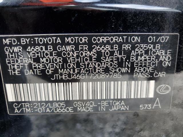 Photo 10 from auction – 2007 LEXUS ES350 with VIN JTHBJ46G172089785