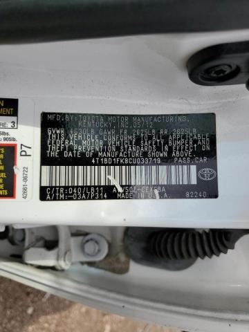 Photo 10 from auction – 2012 TOYOTA CAMRY HYBR with VIN 4T1BD1FK8CU033719