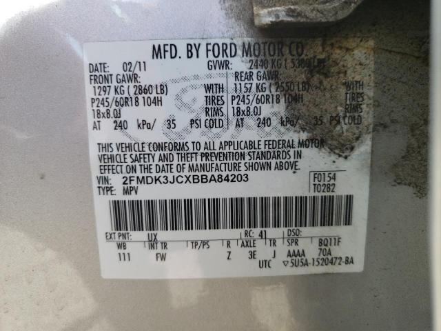 Photo 10 from auction – 2011 FORD EDGE SEL with VIN 2FMDK3JCXBBA84203
