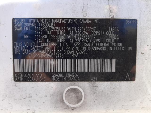 Photo 10 from auction – 2011 TOYOTA RAV4 LIMIT with VIN 2T3YK4DV9BW012446