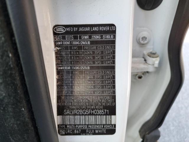 Photo 10 from auction – 2015 LAND ROVER RANGE ROVE with VIN SALVR2BG5FH038571