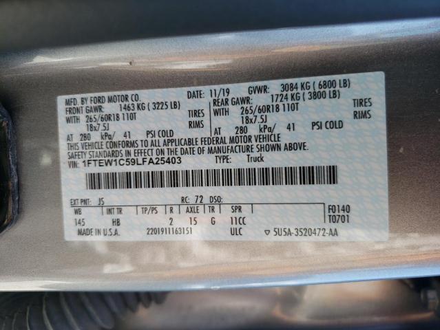 Photo 10 from auction – 2020 FORD F150 SUPER with VIN 1FTEW1C59LFA25403