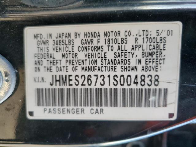 Photo 10 from auction – 2001 HONDA CIVIC EX with VIN JHMES26731S004838
