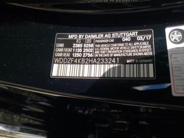 Photo 10 from auction – 2017 MERCEDES-BENZ E 300 4MAT with VIN WDDZF4KB2HA233241