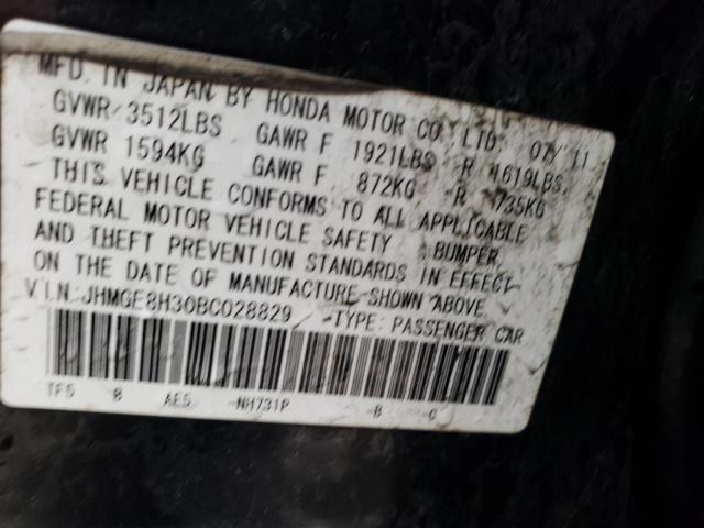 Photo 10 from auction – 2011 HONDA FIT with VIN JHMGE8H30BC028829