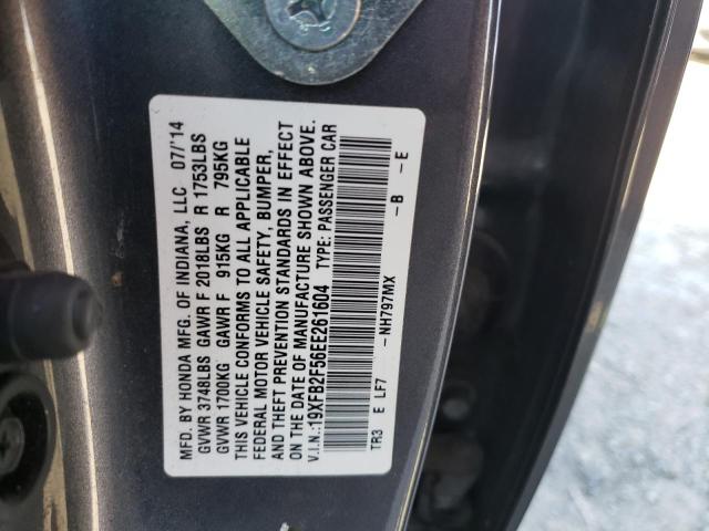 Photo 10 from auction – 2014 HONDA CIVIC LX with VIN 19XFB2F56EE261604