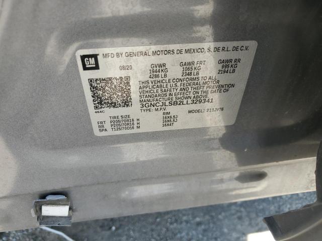 Photo 10 from auction – 2020 CHEVROLET TRAX 1LT with VIN 3GNCJLSB2LL329341