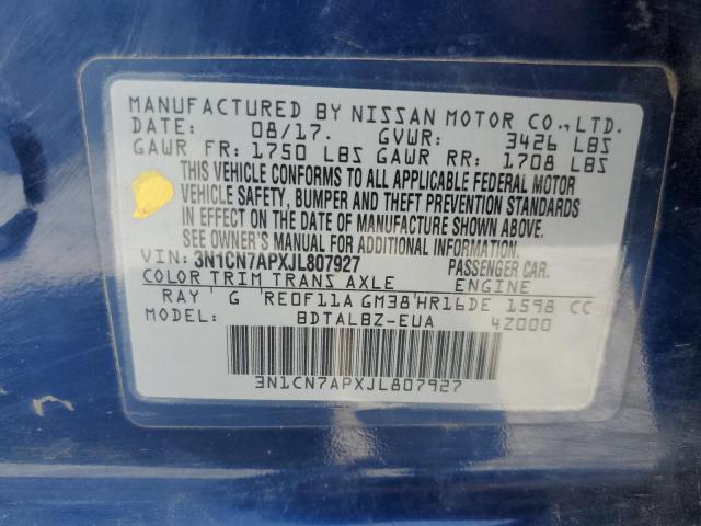 Photo 10 from auction – 2018 NISSAN VERSA S with VIN 3N1CN7APXJL807927