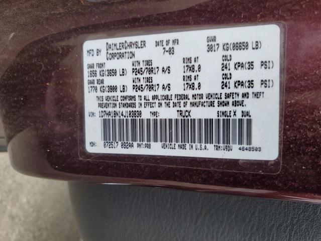 Photo 10 from auction – 2004 DODGE RAM 1500 S with VIN 1D7HA18N14J103830