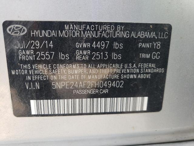 Photo 10 from auction – 2015 HYUNDAI SONATA SE with VIN 5NPE24AF2FH049402