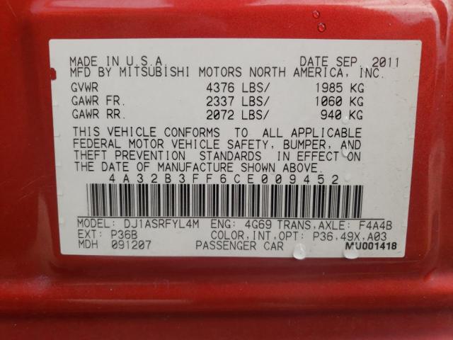 Photo 10 from auction – 2012 MITSUBISHI GALANT ES with VIN 4A32B3FF6CE009452