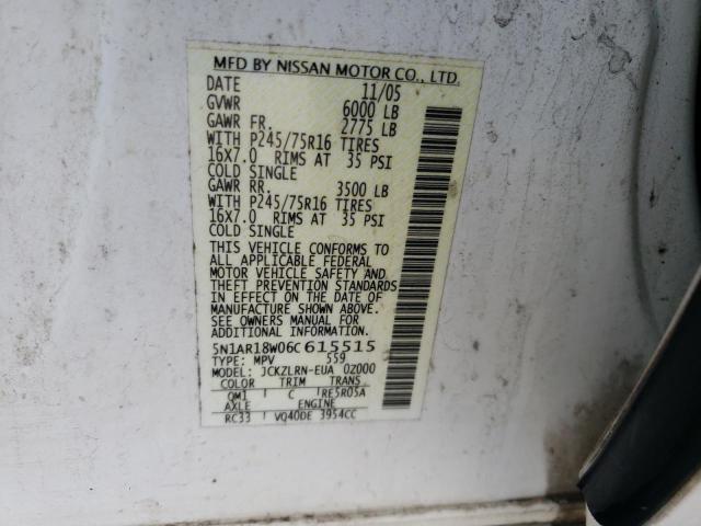 Photo 10 from auction – 2006 NISSAN PATHFINDER with VIN 5N1AR18W06C615515