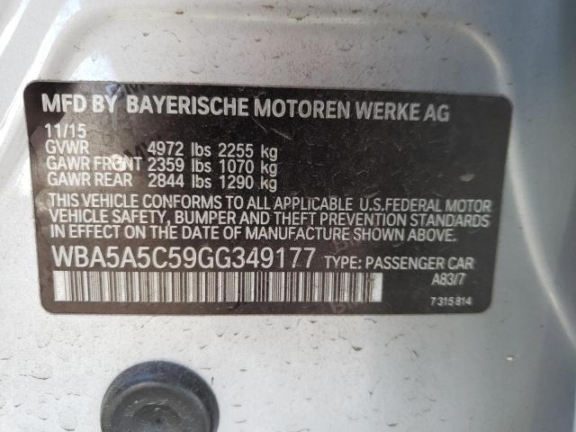 Photo 10 from auction – 2016 BMW 528 I with VIN WBA5A5C59GG349177