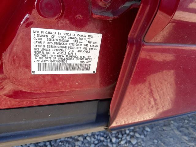 Photo 10 from auction – 2004 HONDA PILOT EX with VIN 2HKYF184X4H518124