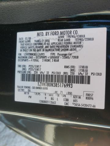 Photo 10 from auction – 2008 FORD MUSTANG with VIN 1ZVHT80N385176993