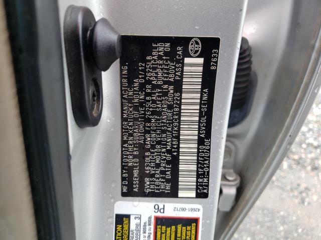 Photo 10 from auction – 2012 TOYOTA CAMRY BASE with VIN 4T4BF1FK9CR187226