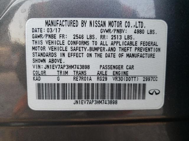 Photo 10 from auction – 2017 INFINITI Q50 PREMIU with VIN JN1EV7AP3HM743898