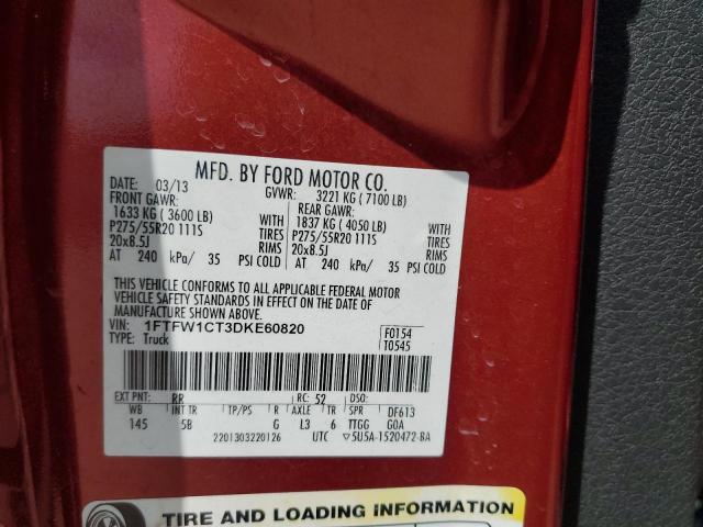 Photo 10 from auction – 2013 FORD F150 SUPER with VIN 1FTFW1CT3DKE60820