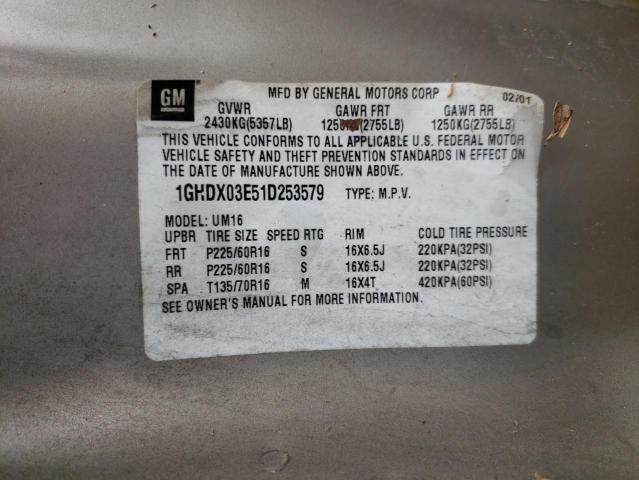 Photo 10 from auction – 2001 OLDSMOBILE SHILHOUETT with VIN 1GHDX03E51D253579