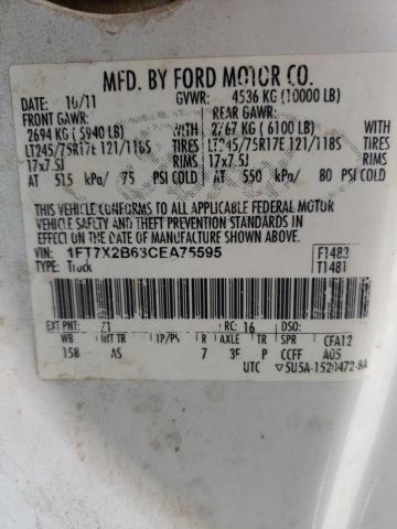 Photo 10 from auction – 2012 FORD F250 SUPER with VIN 1FT7X2B63CEA75595