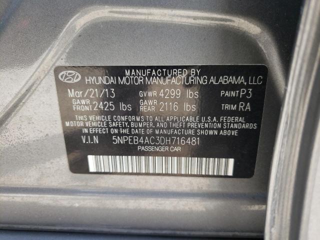 Photo 10 from auction – 2013 HYUNDAI SONATA GLS with VIN 5NPEB4AC3DH716481