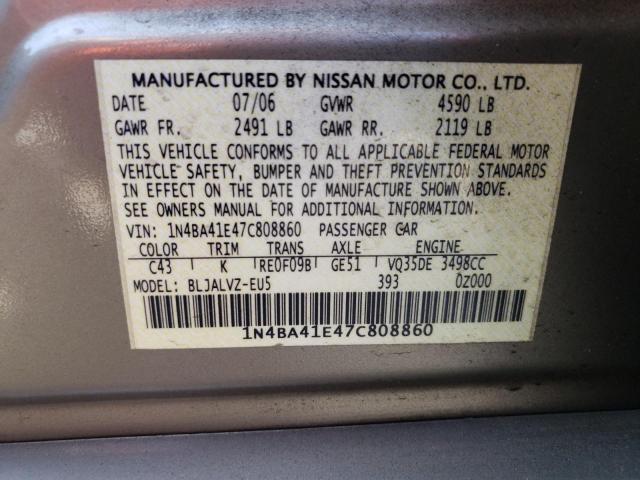 Photo 10 from auction – 2007 NISSAN MAXIMA SE with VIN 1N4BA41E47C808860