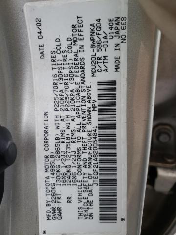 Photo 10 from auction – 2002 TOYOTA HIGHLANDER with VIN JTEGF21A820054841