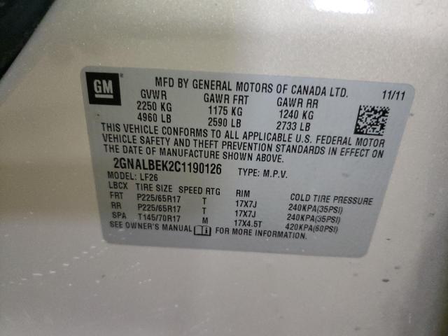 Photo 10 from auction – 2012 CHEVROLET EQUINOX LS with VIN 2GNALBEK2C1190126