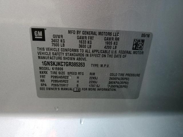 Photo 10 from auction – 2016 CHEVROLET SUBURBAN K with VIN 1GNSKJKC7GR385263