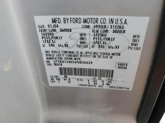 Photo 10 from auction – 2004 FORD F150 with VIN 1FTRX14W54NB30629