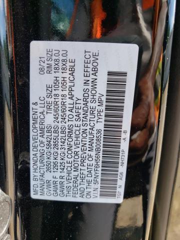 Photo 10 from auction – 2022 HONDA PILOT EXL with VIN 5FNYF6H56NB008536