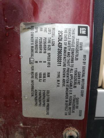 Photo 10 from auction – 2008 PONTIAC TORRENT with VIN 2CKDL43F286303311