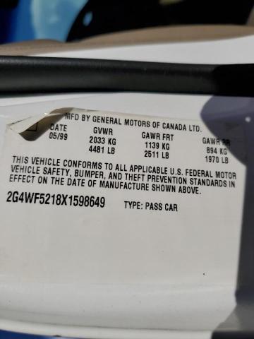 Photo 10 from auction – 1999 BUICK REGAL GS with VIN 2G4WF5218X1598649