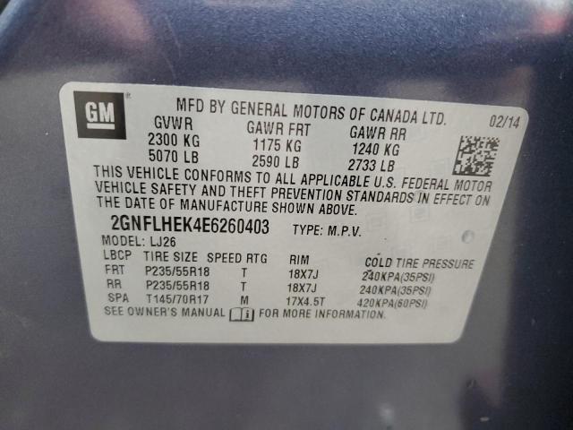 Photo 10 from auction – 2014 CHEVROLET EQUINOX LT with VIN 2GNFLHEK4E6260403