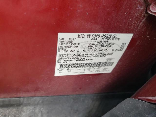 Photo 10 from auction – 2013 FORD EXPLORER L with VIN 1FM5K8F81DGB48839