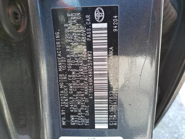 Photo 10 from auction – 2008 TOYOTA CAMRY CE with VIN 4T1BE46K48U757882