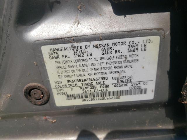 Photo 10 from auction – 2002 NISSAN SENTRA with VIN 3N1CB51D22L612330